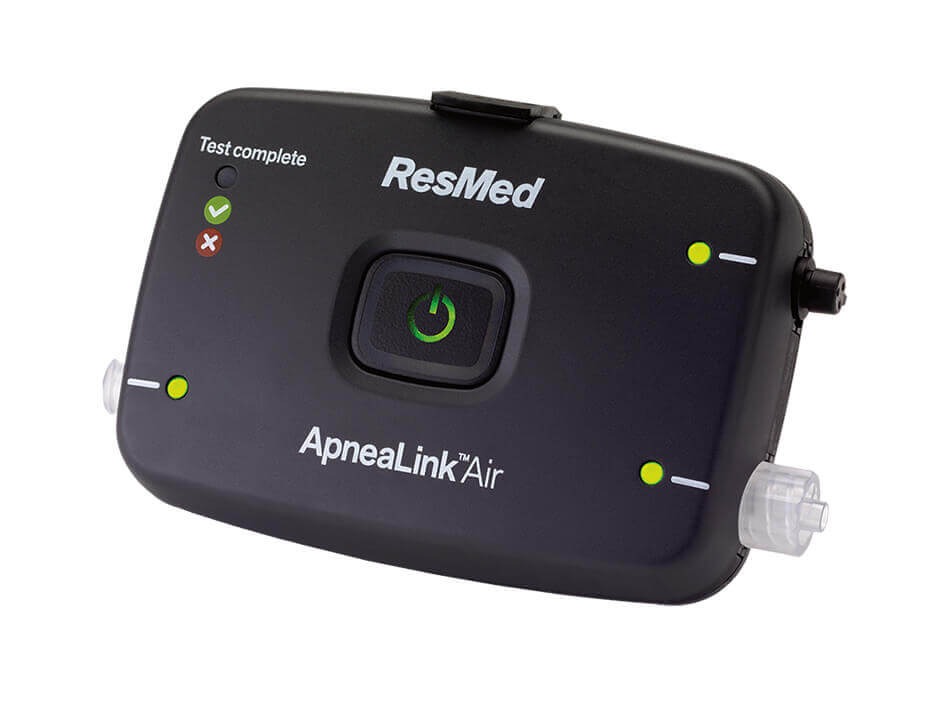 ResMed ApneaLink Air home sleep apnea test kit with recorder, sensors and carry case